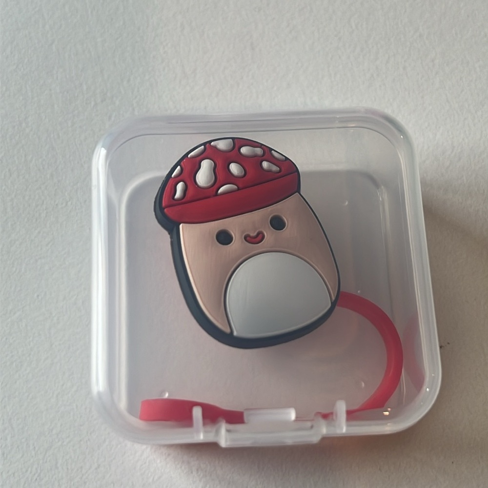 Mushroom Straw cover cap Charm with Strap for Straws New